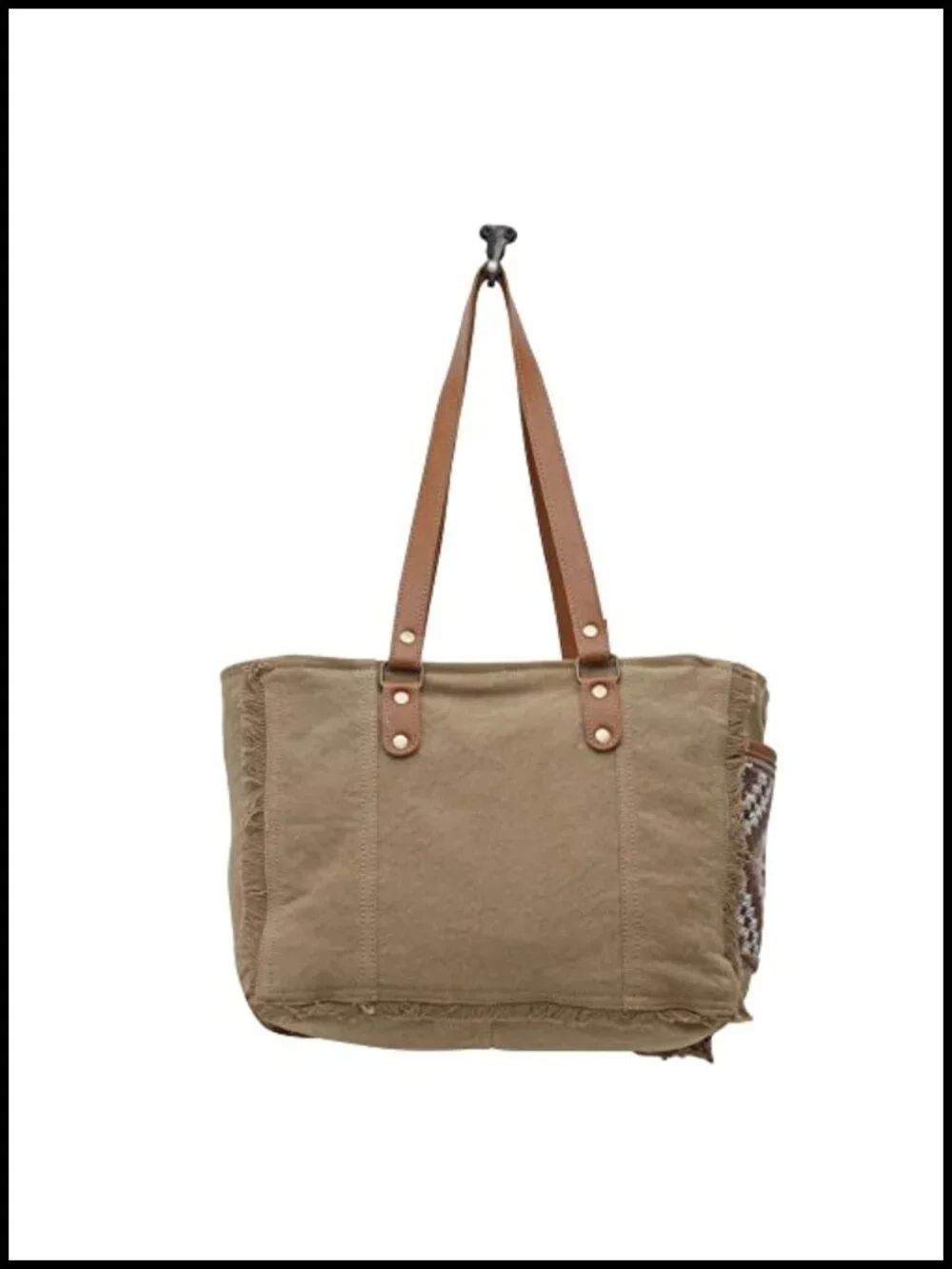 Canvas & Upcycled Leather Weekender Tote Bag